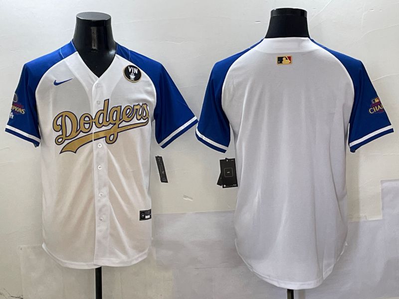 Men Los Angeles Dodgers Blank White Blue Gold Game Nike 2025 MLB Jersey style 4293